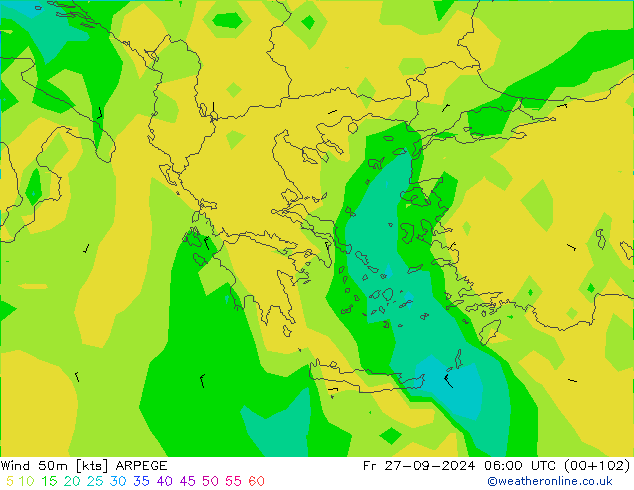  50 m ARPEGE  27.09.2024 06 UTC