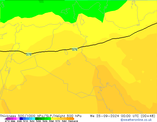 500-1000 hPa Kalınlığı ARPEGE Çar 25.09.2024 00 UTC