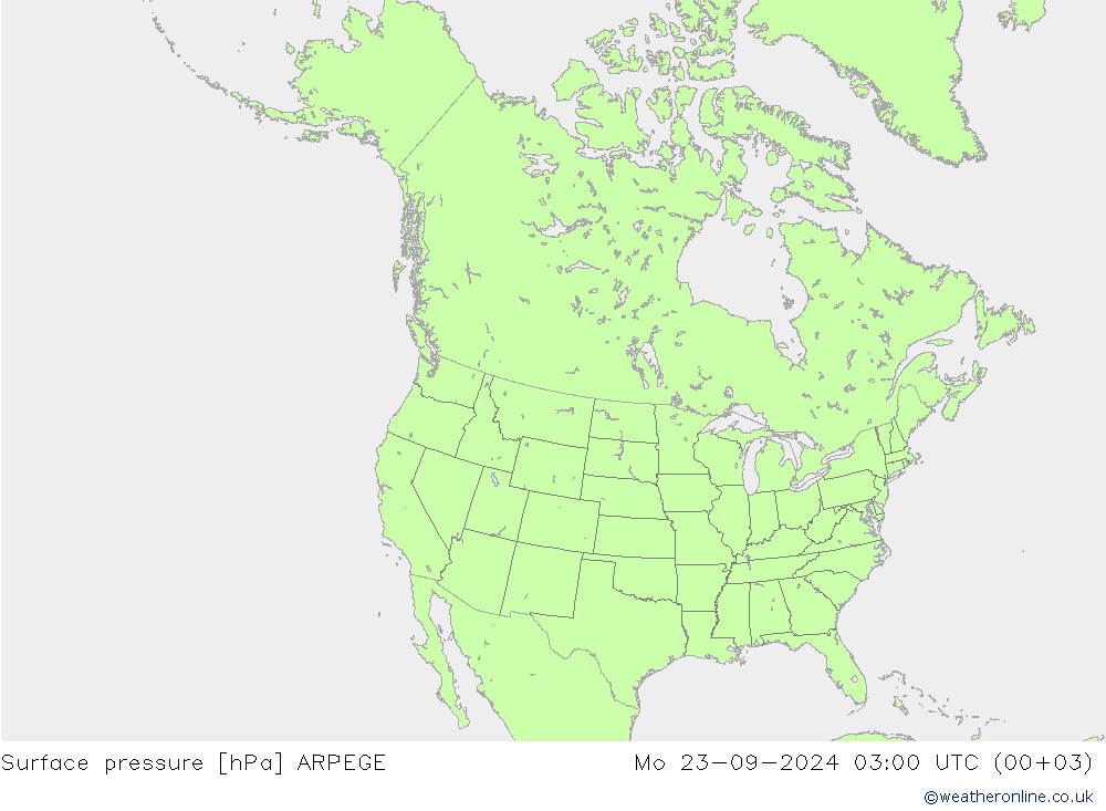 地面气压 ARPEGE 星期一 23.09.2024 03 UTC