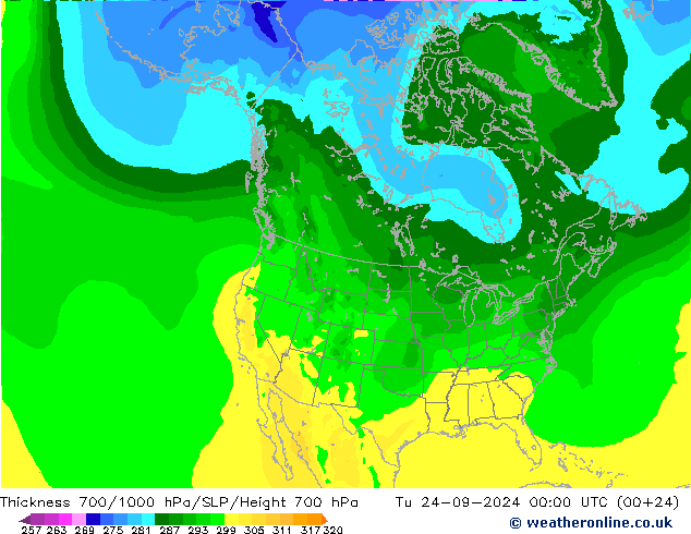 Schichtdicke 700-1000 hPa ARPEGE Di 24.09.2024 00 UTC