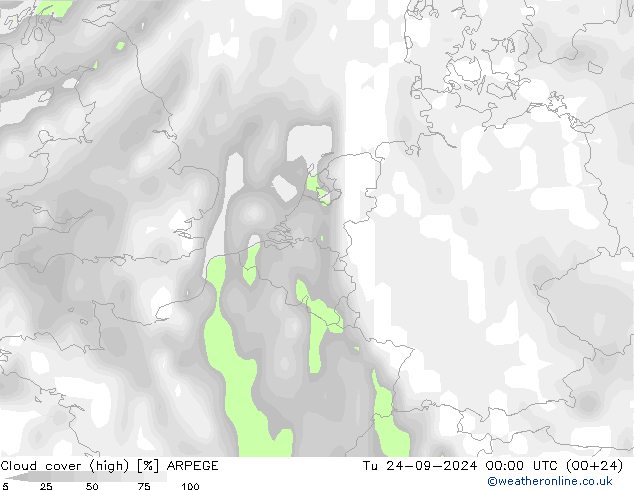 Nubi alte ARPEGE mar 24.09.2024 00 UTC