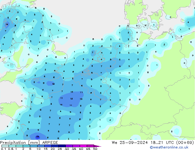 Precipitation ARPEGE We 25.09.2024 21 UTC