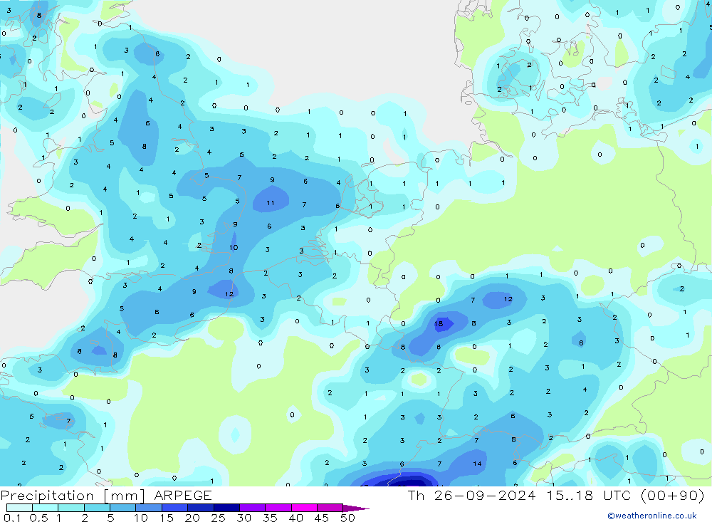 Yağış ARPEGE Per 26.09.2024 18 UTC