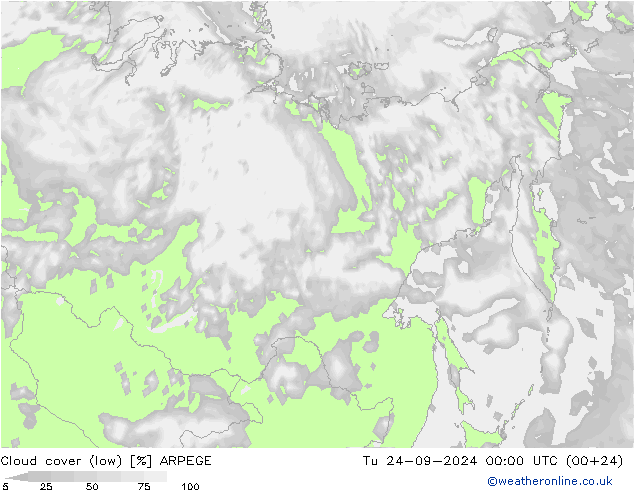 Nubes bajas ARPEGE mar 24.09.2024 00 UTC