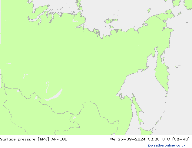 приземное давление ARPEGE ср 25.09.2024 00 UTC