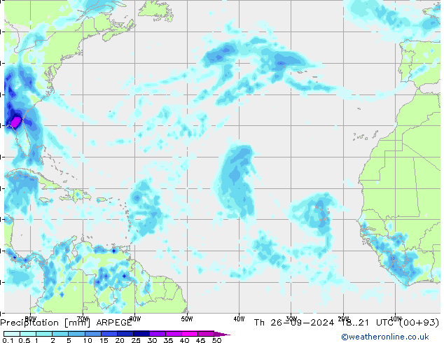 Yağış ARPEGE Per 26.09.2024 21 UTC