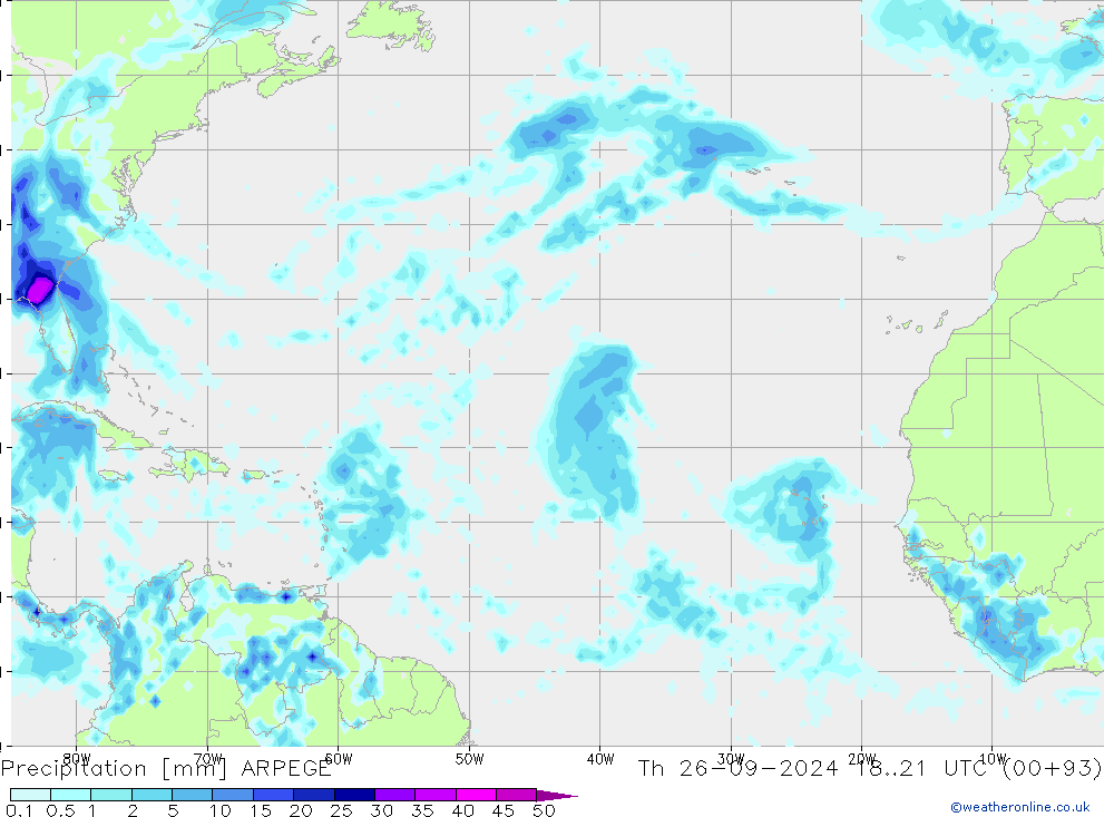 Yağış ARPEGE Per 26.09.2024 21 UTC