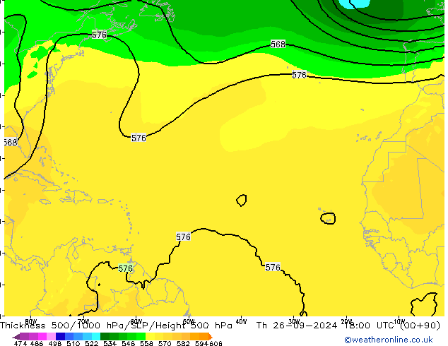 Thck 500-1000hPa ARPEGE Th 26.09.2024 18 UTC