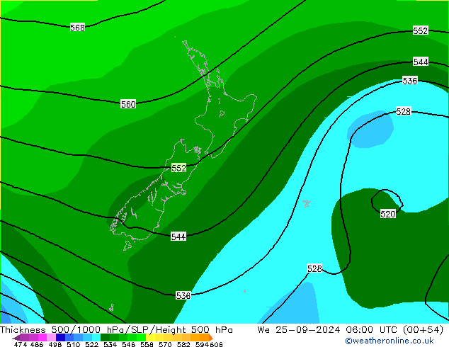 Thck 500-1000hPa ARPEGE We 25.09.2024 06 UTC