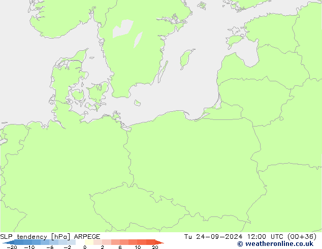 SLP tendency ARPEGE Tu 24.09.2024 12 UTC