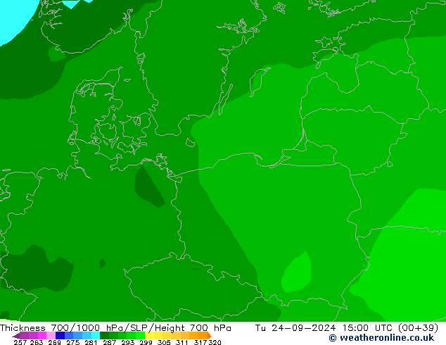 Dikte700-1000 hPa ARPEGE di 24.09.2024 15 UTC