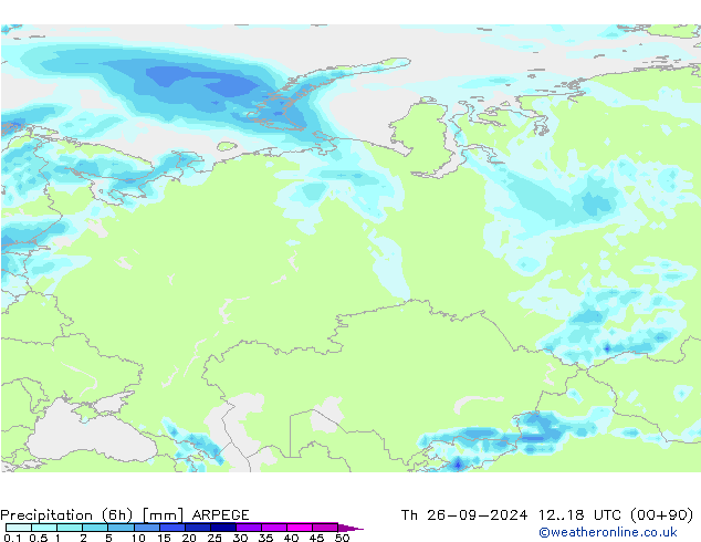 Precipitación (6h) ARPEGE jue 26.09.2024 18 UTC