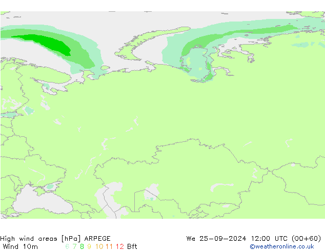 Izotacha ARPEGE śro. 25.09.2024 12 UTC