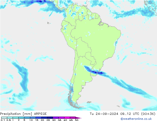 Precipitazione ARPEGE mar 24.09.2024 12 UTC