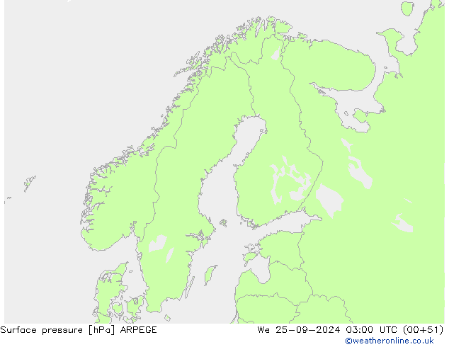 Luchtdruk (Grond) ARPEGE wo 25.09.2024 03 UTC