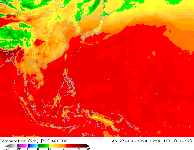 Temperatura (2m) ARPEGE lun 23.09.2024 12 UTC