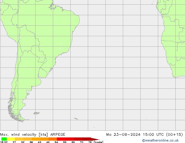 Max. wind velocity ARPEGE pon. 23.09.2024 15 UTC