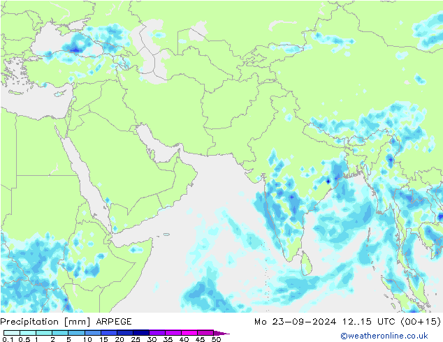 precipitação ARPEGE Seg 23.09.2024 15 UTC