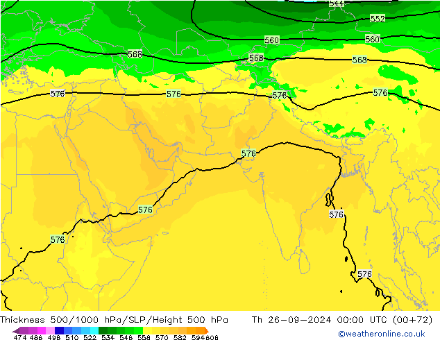 Schichtdicke 500-1000 hPa ARPEGE Do 26.09.2024 00 UTC