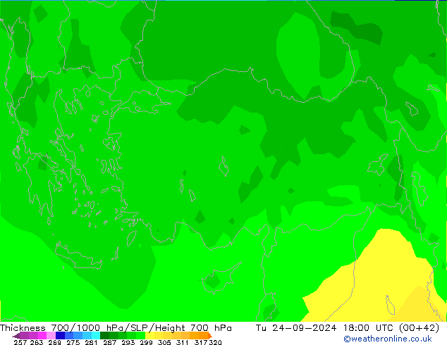 Thck 700-1000 hPa ARPEGE Tu 24.09.2024 18 UTC