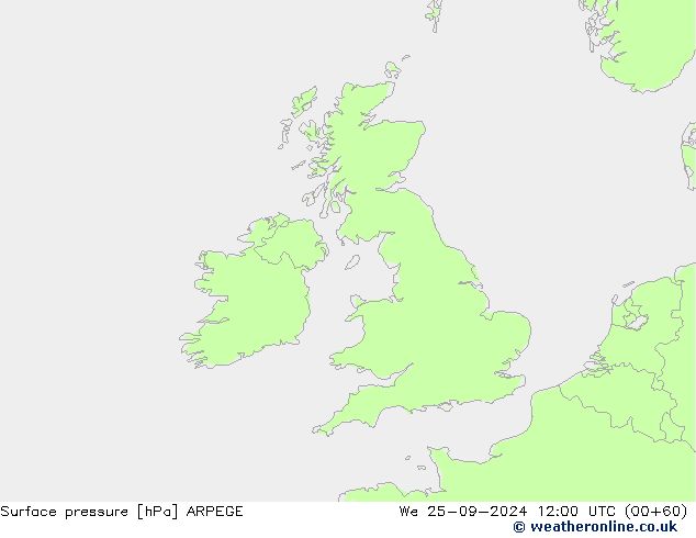 Yer basıncı ARPEGE Çar 25.09.2024 12 UTC