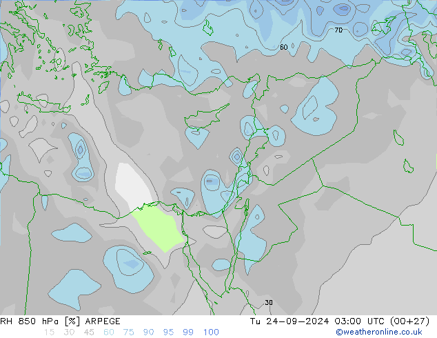 RH 850 hPa ARPEGE  24.09.2024 03 UTC