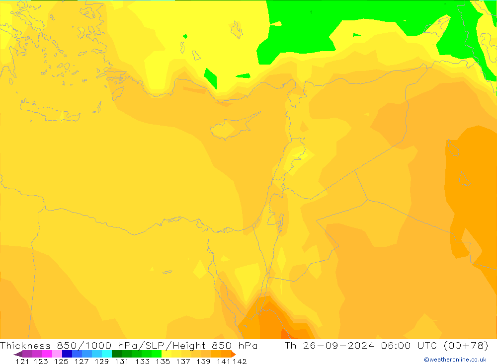 Thck 850-1000 hPa ARPEGE jeu 26.09.2024 06 UTC