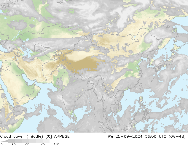 Bulutlar (orta) ARPEGE Çar 25.09.2024 06 UTC