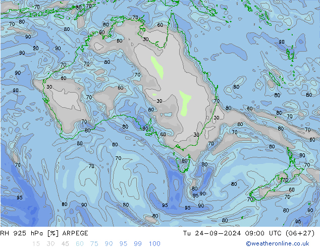 RV 925 hPa ARPEGE di 24.09.2024 09 UTC