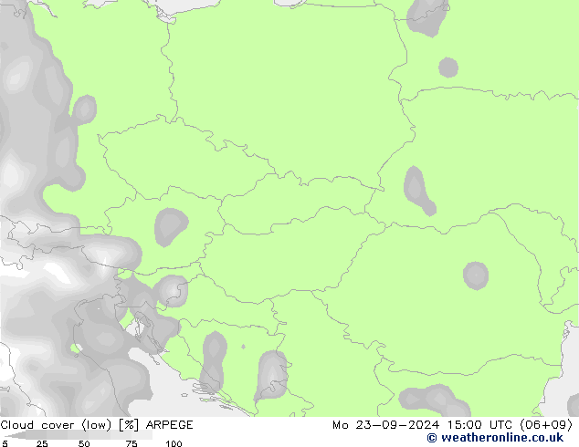 nízká oblaka ARPEGE Po 23.09.2024 15 UTC