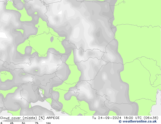 nuvens (médio) ARPEGE Ter 24.09.2024 18 UTC