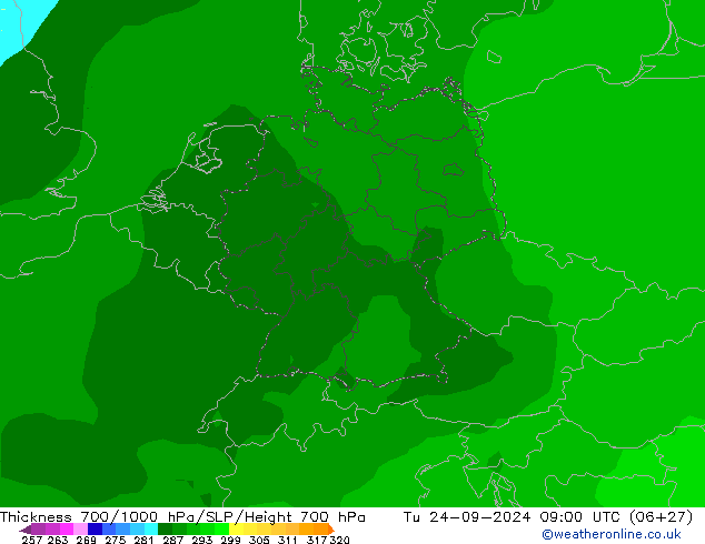 Thck 700-1000 hPa ARPEGE wto. 24.09.2024 09 UTC