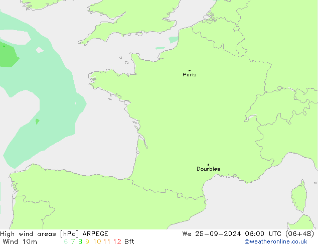 Sturmfelder ARPEGE Mi 25.09.2024 06 UTC