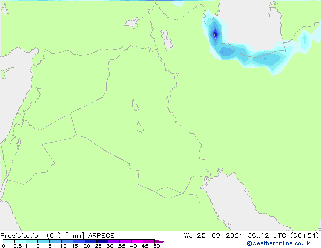 осадки (6h) ARPEGE ср 25.09.2024 12 UTC
