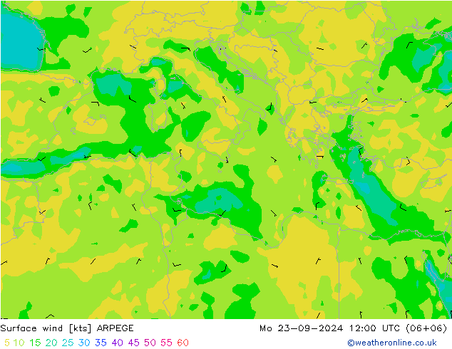 Surface wind ARPEGE Mo 23.09.2024 12 UTC