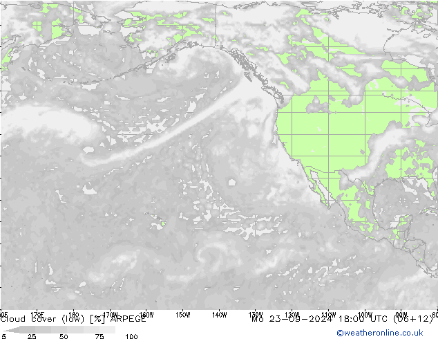 облака (низкий) ARPEGE пн 23.09.2024 18 UTC