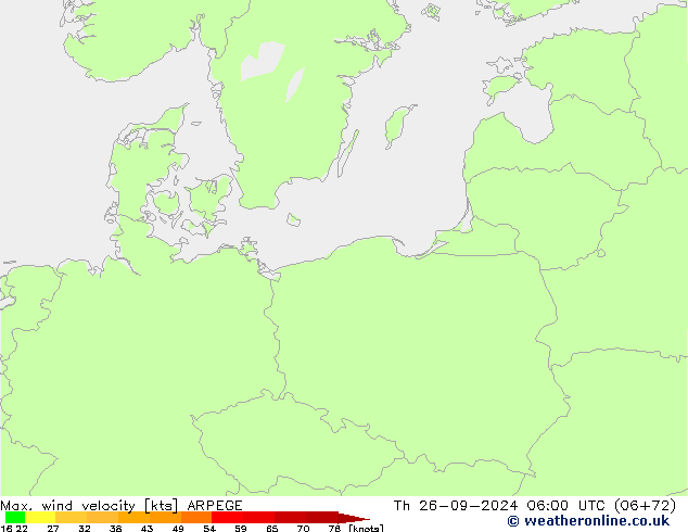 Max. wind velocity ARPEGE  26.09.2024 06 UTC