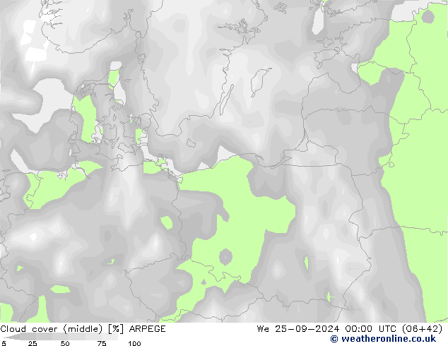 Nubes medias ARPEGE mié 25.09.2024 00 UTC