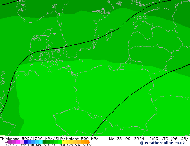 Thck 500-1000гПа ARPEGE пн 23.09.2024 12 UTC