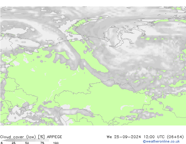 nízká oblaka ARPEGE St 25.09.2024 12 UTC