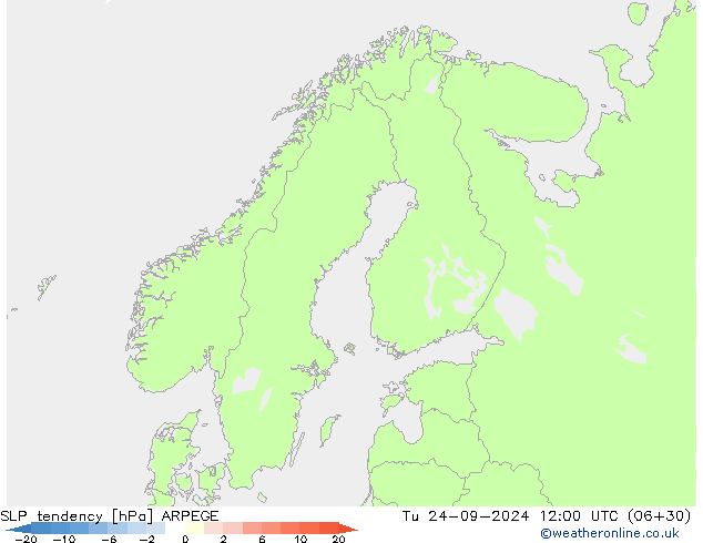 тенденция давления ARPEGE вт 24.09.2024 12 UTC