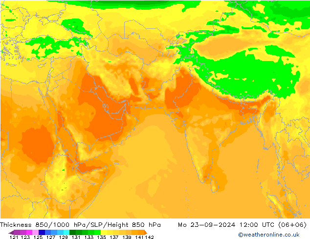 Thck 850-1000 hPa ARPEGE pon. 23.09.2024 12 UTC