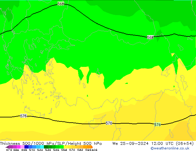 Thck 500-1000hPa ARPEGE St 25.09.2024 12 UTC