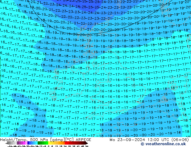 Height/Temp. 500 hPa ARPEGE Seg 23.09.2024 12 UTC