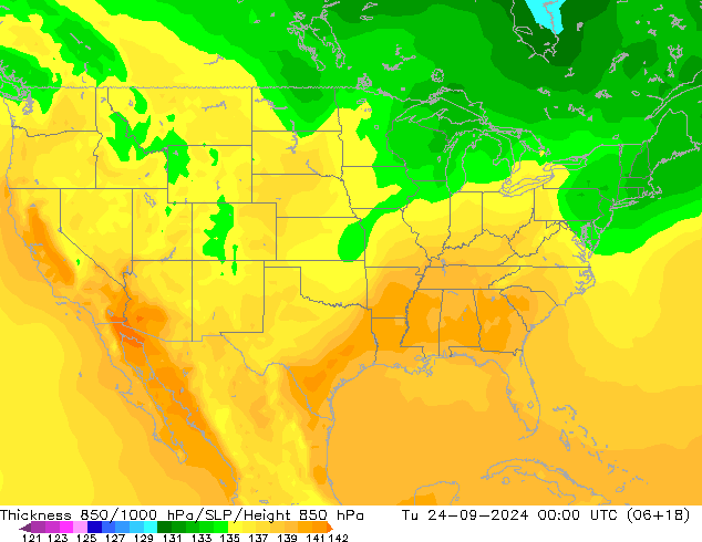 Thck 850-1000 hPa ARPEGE Tu 24.09.2024 00 UTC