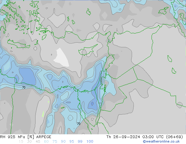 RH 925 hPa ARPEGE Th 26.09.2024 03 UTC