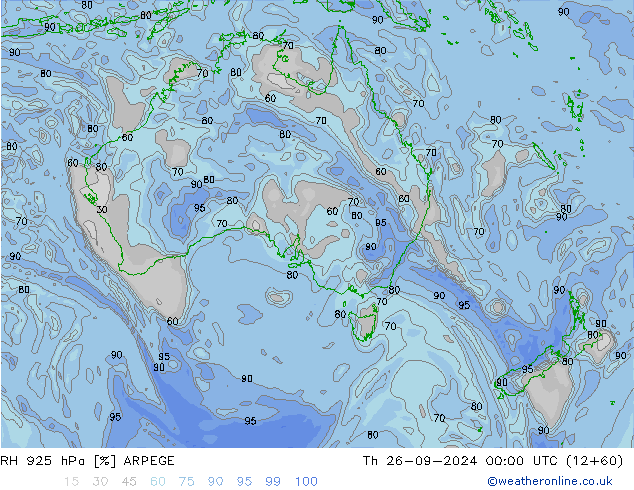 RH 925 hPa ARPEGE Čt 26.09.2024 00 UTC