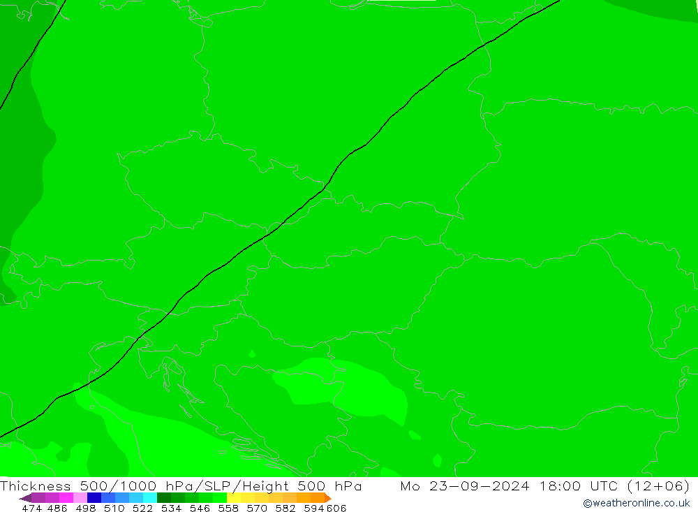 Thck 500-1000hPa ARPEGE Po 23.09.2024 18 UTC