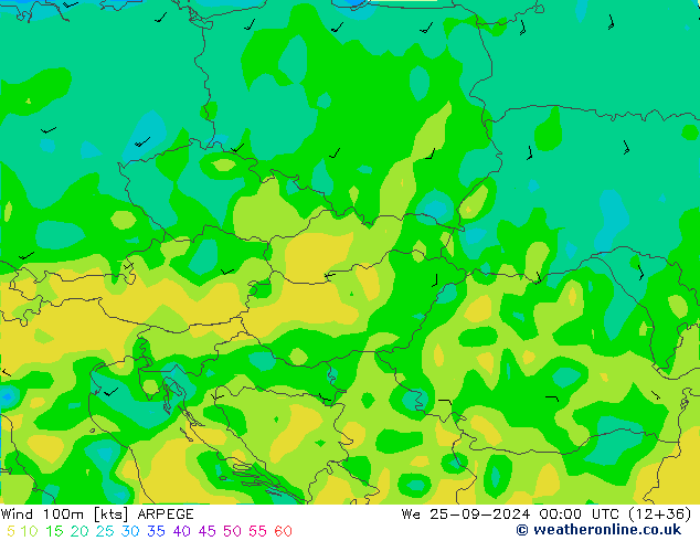 Wind 100m ARPEGE wo 25.09.2024 00 UTC