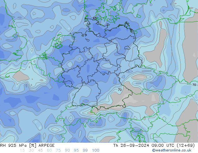 RH 925 hPa ARPEGE Th 26.09.2024 09 UTC